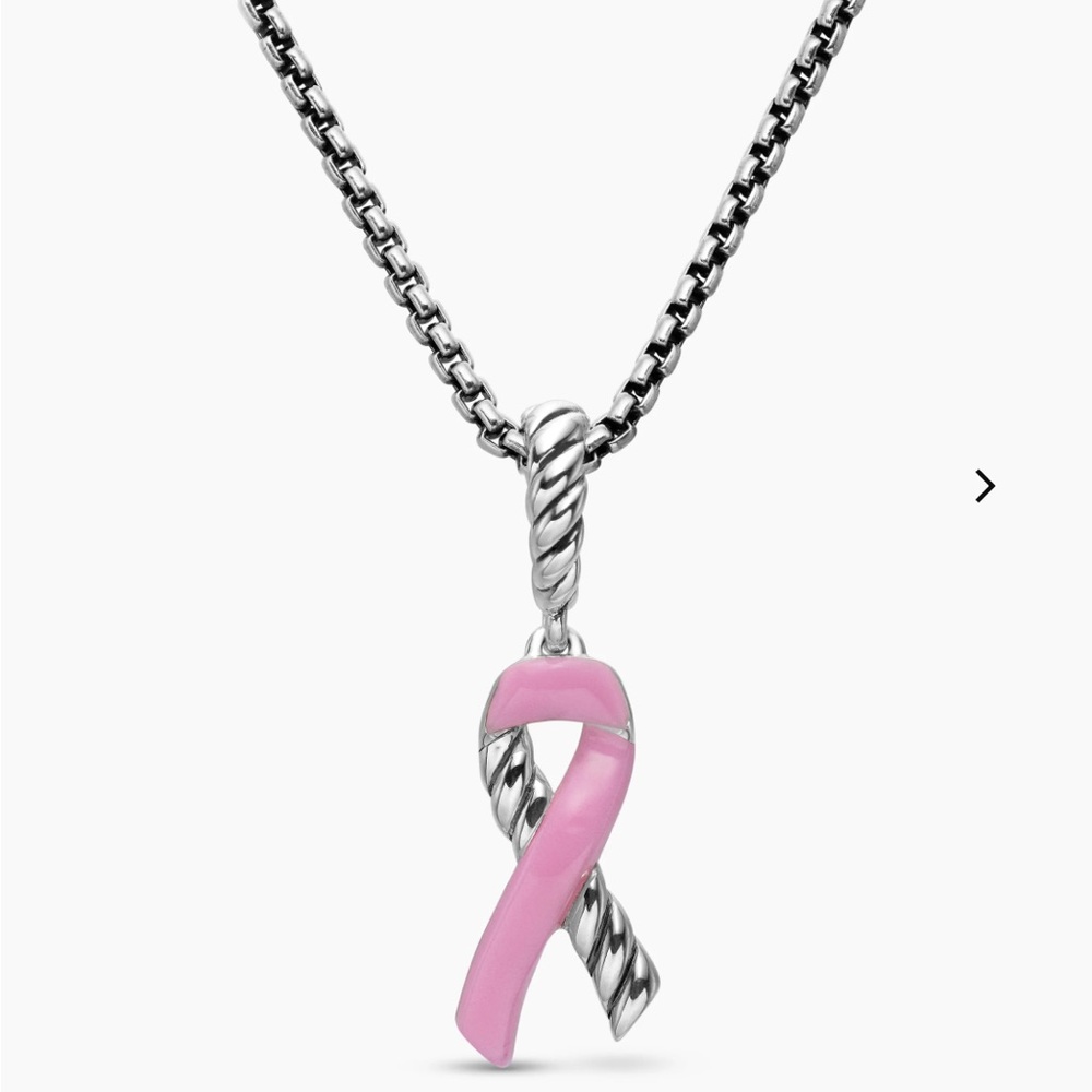 David Yurman CABLE COLLECTIBLES® RIBBON NECKLACE Sterling Silver w/ Pink Enamel